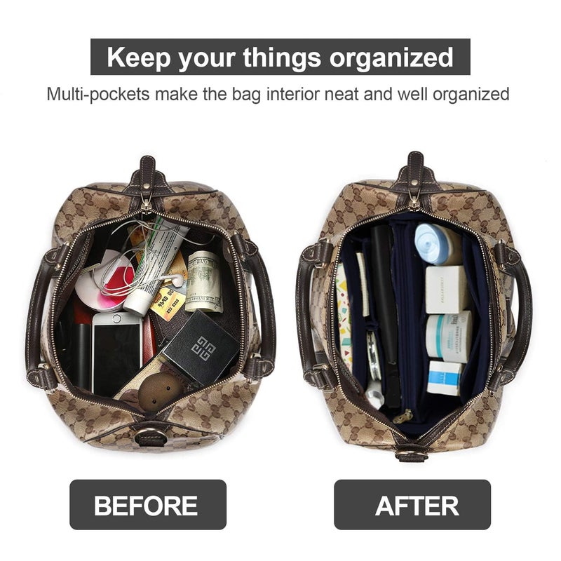 OMYSTYLE Navy X-Large Purse Organizer Insert for Handbags, Felt Bag Organizer for Tote & Purse, Tote Bag Organizer Insert with 5 Sizes, Compatible with Neverful Speedy and More?13.4""  6.7""  7.1"" - Image 5